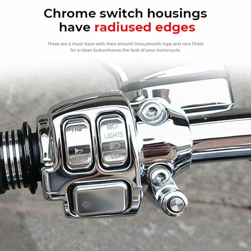 Motorcycle Handlebar Switch Housing Cover w/Button Caps Kit Fit for Harley 2014-2022 XL, 2012-2017 Dyna and 2012-2015 Softail (Chrome) - color: Chrome