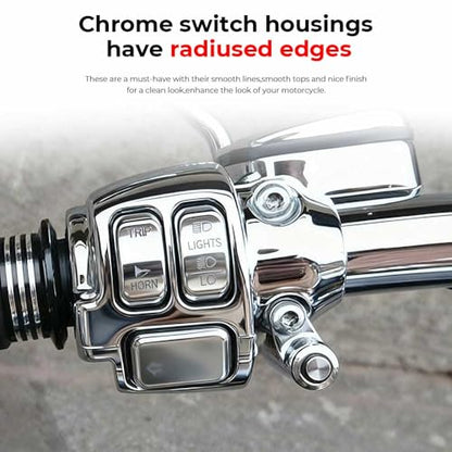 Motorcycle Handlebar Switch Housing Cover w/Button Caps Kit Fit for Harley 2014-2022 XL, 2012-2017 Dyna and 2012-2015 Softail (Chrome) - color: Chrome
