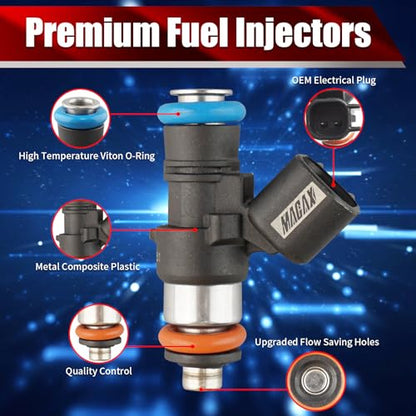 Set of 8 Fuel Injectors 0280158051 12576341 FJ988 Replacement - size: 0280158051