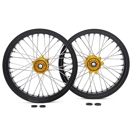 TOFR 17"x3.5" 17"x4.25" Spoked Wheels Rims Hubs for Sur-Ron Ultra Bee Gold - color: Gold, size: 17" Front 17" Rear