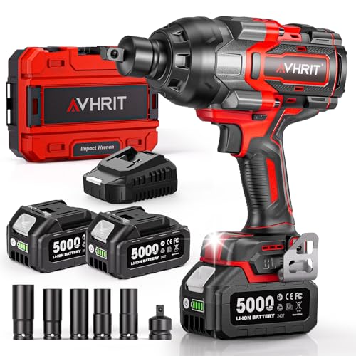 2200Nm/1630Ft-lbs Cordless Impact Wrench 3/4" High Torque - color: Cherry Red