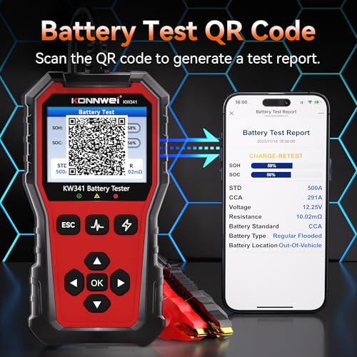 KONNWEI KW341Car Battery Tester, Automotive Cranking Charging Test - size: 8.27*6*2.36 inch