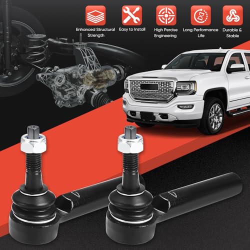 2pc ES800223 Front Outer Tie Rod End Compatible with Cadillac Escalade ESV EXT, Chevrolet Avalanche Silverado 1500 Suburban 1500 Tahoe, GMC Sierra 1500 Yukon Yukon XL 1500 - size: ES800223