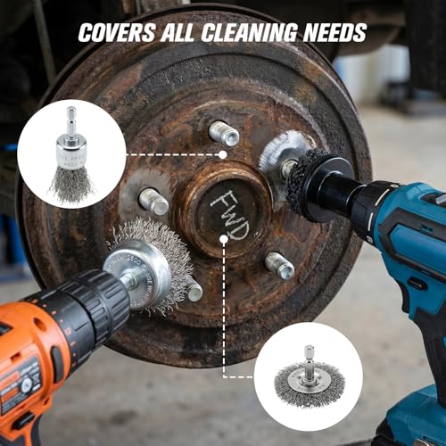 Wheel Hub Cleaning Tool Kit, 17 PCS Stud Rust Remover for Drill - color: Hub Restore Kit