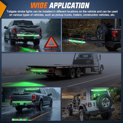 Nilight 60 Inch 360 LED Tailgate Strobe Light Strip Green White - color: 60" Tailgte Strobe Green White