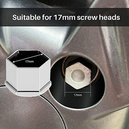 Gebildet 22 Pieces 17mm Chrome Wheel Nut Caps, Wheel Bolt Nut Caps Covers, Hexagonal Tire Nut Covers with Removal Tool Set for Cars - color: Chrome