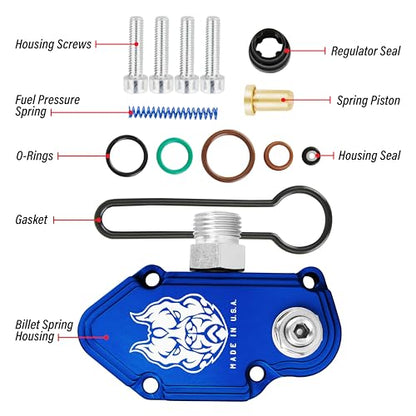 Sinister Diesel Blue Spring Kit with Adjustable Billet Spring Housing - Fuel Regulator Kit - Ford Blue Spring Kit 6.0 Powerstroke – Fast Install For 2003-2007 Ford Powerstroke 6.0L