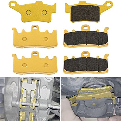 Front + Rear Brake Pads for Can Am Spyder RS GS SE5 SM5 RT RT-S LTD RS-S Roadster 2013-2026, Heavy Duty Ceramic Disc Metal Replacement Brake Pads Kit (3 Sets)