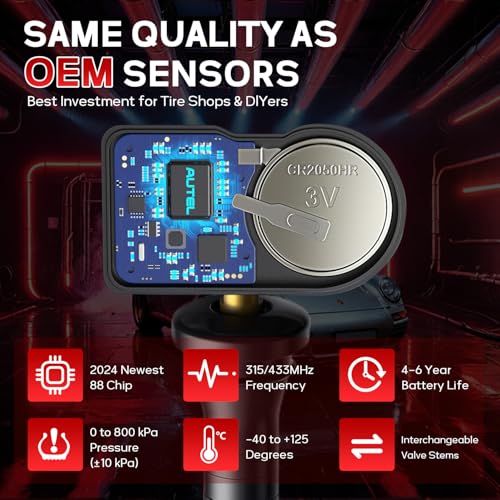 Autel TPMS Sensors 16pcs, Rubber Stem MX-Sensor 2in1 Tire Pressure Sensor