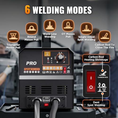 Dent Puller Welder 3500W 4200A Stud Welder Dent Repair Kit 6 Welding Modes Auto Body Spot Welder Dent Puller Machine Dent Removal Tool with Auto/Manual Welding & Overheat Protection for Car/Truck 110V
