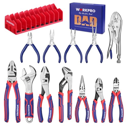 WORKPRO Pliers & Wrench Set, 12-Piece Pliers Tool Set with Organizer
