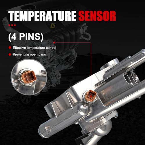 Aluminum Engine Coolant Thermostat Housing Assembly w/Sensor Compatible with Hyundai Sonata 2009-2010 & Kia Optima 2009-2010, Rondo 2009-2010, 2.4L, Replaces for 256002G600 86236 TA1089 - size: 256002G600