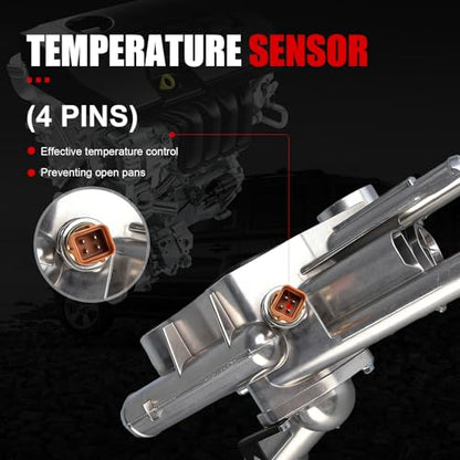 Aluminum Engine Coolant Thermostat Housing Assembly w/Sensor Compatible with Hyundai Sonata 2009-2010 & Kia Optima 2009-2010, Rondo 2009-2010, 2.4L, Replaces for 256002G600 86236 TA1089 - size: 256002G600