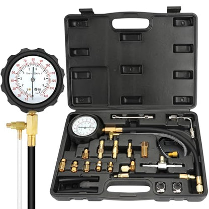BETOOLL 0-140PSI Fuel Injector Injection Pump Pressure Tester Gauge Kit Black Case Fuel Pressure Tester Kit Car Tools - size: Master BK