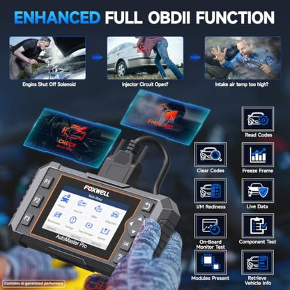 Upgrade of NT604, 2026 FOXWELL NT614 Elite OBD2 Scanner with 5 Resets (ABS Bleeding, EPB, Oil, SAS, Throttle), 4 Systems Code Reader, WiFi Update, AutoVIN, Live Data Car Scanner for DIY Mechanics
