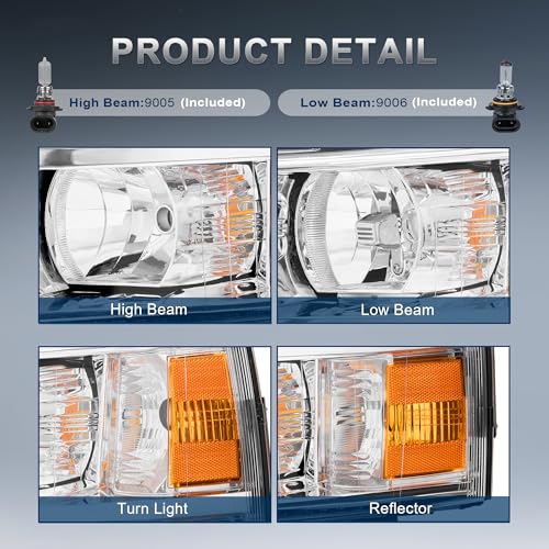 KUIPERAUTO Headlight Assembly Front Lamp Compatible with 2007-2013 Chevy Chevrolet Silverado 1500 2500HD 3500HD Chrome Housing/Clear Lens/Amber Corner with Bulb - color: Chrome/Clear/Amber