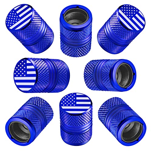 Tire Valve Stem Caps for Car American Flag Tires Air Caps Cover 8 Pack Corrosion Resistant Premium Alloy Universal for SUV Truck Motorcycle Bike Blue - color: Blue, size: American Flag