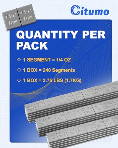Upgraded 1/4 oz Adhesive Stick-On Wheel Weights, Low Profile, Gray 240pcs - color: Gray, size: 0.25oz - 240PCS