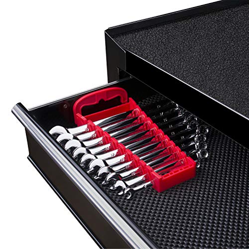 Max Torque 10-Piece Premium Metric Combination Wrench Set, Chrome Vanadium Steel, Long Pattern Design | Include Metric Sizes 6, 8, 10, 11, 12, 13, 14, 15, 17, 19mm with Storage Rack Organizer