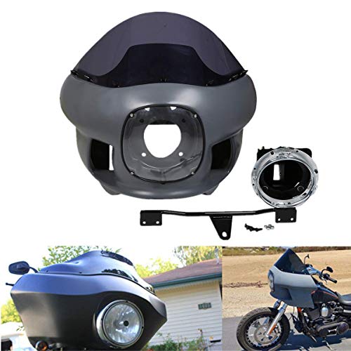 TCMT 7" Front Upper Fairing Mount Kit + Windshield Fits For Harley Dyna Low Rider 2006-2009 2016-2017 Street Bob Wide Glide 2006-2017 Super Glide Custom 2006-2014 Super Glide FXD/I 2006-2010