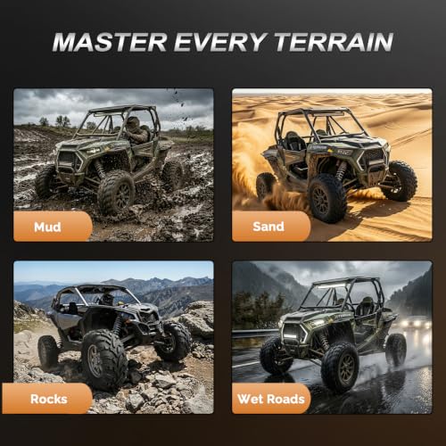 TUFFIOM Set of 2 ATV UTV Tires, 24x8-12, 6PR All-Terrain Mud Tires with Directional Tread, Drainage, Strong Srip and Snow-breaking for Rainy/Snowy Areas, Tubeless Trail Tire - size: 24x8.00-12 (2 pack)