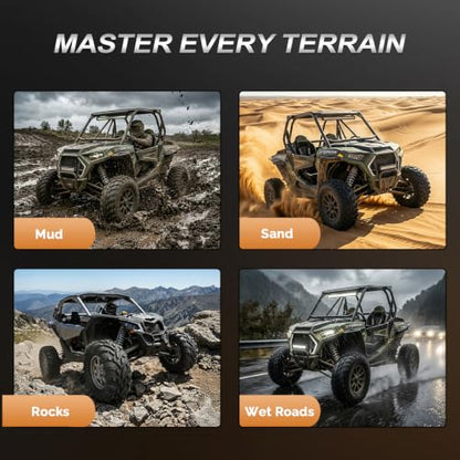 TUFFIOM Set of 2 ATV UTV Tires, 24x8-12, 6PR All-Terrain Mud Tires with Directional Tread, Drainage, Strong Srip and Snow-breaking for Rainy/Snowy Areas, Tubeless Trail Tire - size: 24x8.00-12 (2 pack)