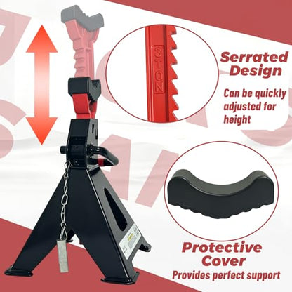 HENBOW Jack Stands,3 Ton(6600Lbs) Capacity Black, 1 Pair - color: Black