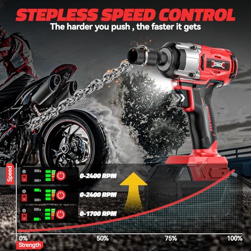 DIYtoolifz Cordless Impact Wrench Compatible with Milwaukee 18v Battery: 250Ft-lbs(340N.m) 3/8" Brushless Electric Impact Gun, 2400RPM High Torque Impact Driver, Power Impact Wrench, Bare Tool - size: 250ft-lbs, style: Compatible with Milwaukee 18V Batter