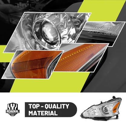 Headlights for 2013 2014 2015 Nissan Altima 4-Door - color: Chrome - With H/L Beam Bulbs
