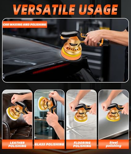 2027 Buffer Polisher, 8-Speed 1200W Power with 2 Batteries & LED Display