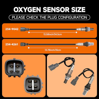 Upstream & Downstream O2 Sensor Set |Direct Replacement OE 234-9042 &234-4261 |Oxygen Sensor Compatible with Lexus ES300 ES330 Camry, with Toyota Camry Solara V6-3.0L 2002-2008 WITH GLOVES - size: 234-9042 + 234-4261