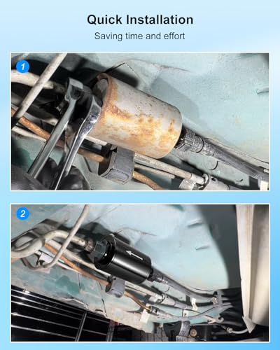 3.5" Length Inline Fuel Filter 100 Micron with 6AN 8AN 10AN Adapter