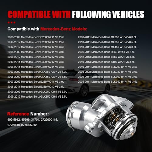 Engine Coolant Thermostat Housing Assembly w/Gasket Compatible with Mercedes-Benz C230 C250 C280 C300 C350 E280 E350 ML350 ML450 R350 2005-2013,Replaces 2722000115 2722000415 902-5912 - size: 902-5912
