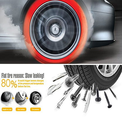 Wireless Tire Pressure Monitoring System, Universal TPMS with Real-Time LCD Display, 5 Alarm Modes, 4 Advanced Waterproof Sensors, 2-Year Battery Life, Cigarette Lighter Plug, 0-6Bar/ 0-87PSI - size: rectangle display