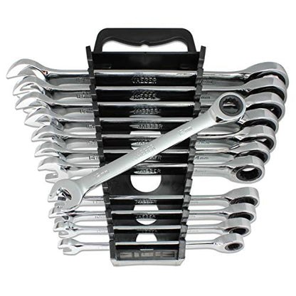12pc MM/Metric TIGHTSPOT Ratcheting Wrenches - With Quick Access Wrench Organizer - Our standard in combination wrench sets from gear to tip - size: 12pc Metric Set