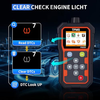 TPMS Diagnostic Programmer, OBD2 Code Reader, Key Frequency Detection