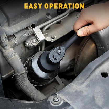 ELEAD 36 mm Oil Filter Socket Wrench, 3/8'' Drive 6-Point Oil-Filter Removal Tool, Metric Oil Filter Wrenches, Low Profile Design for Easy Removal, Chrome Vanadium Steel Oil-Change Tool - style: 36mm