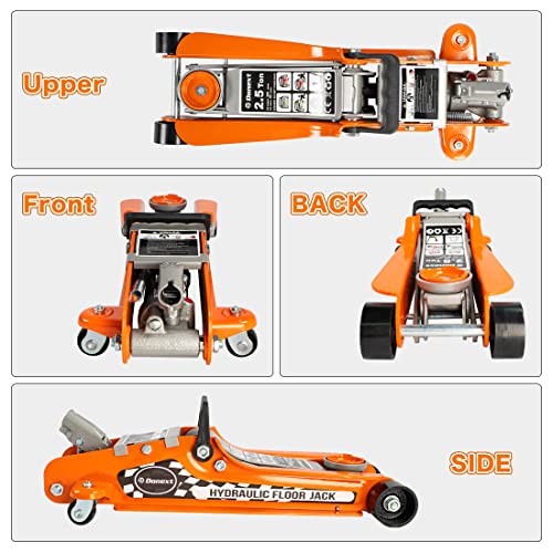 2.5 Ton Steel Floor Jack, Low Profile Hydraulic Racing Floor Jack, Heavy-Duty Racing Floor Jack with Single Piston Lift Pump, Lifting Range 3-3/8" - 14-15/16" - size: 2.5 ton Single Pump