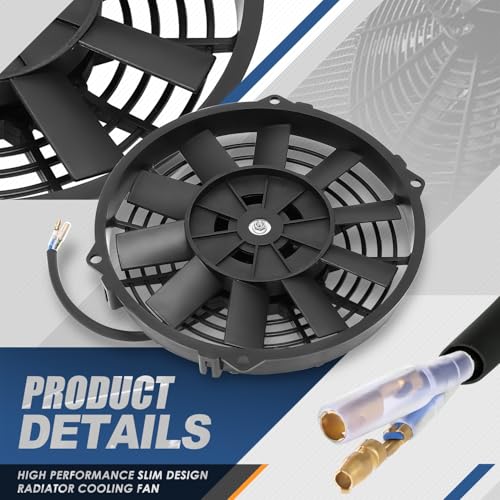 Auto Dynasty 9 inch Universal 12V Electric Radiator Cooling Fan Kit, Black - color: Black, size: 9 Inch Diameter
