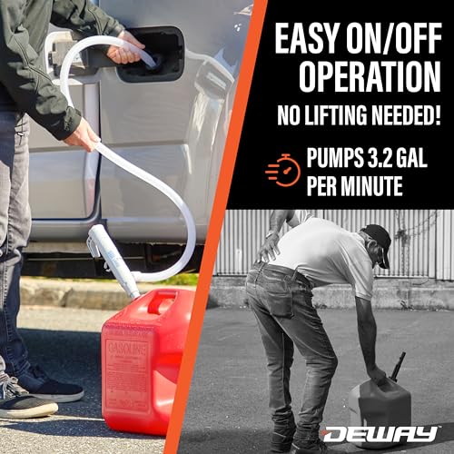 DEWAY Fuel Transfer Pump, Gas Can Pump, 51" Hose, Basic, 4 AA - style: Basic - No Auto-Stop