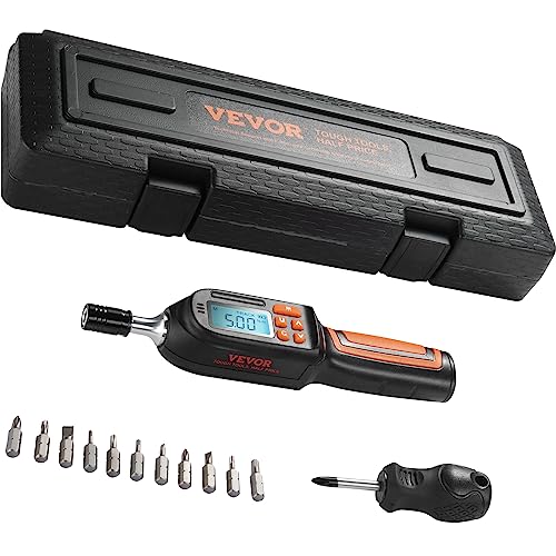 VEVOR Digital Torque Screwdriver, 1/4" Drive Screwdriver Torque Wrench, Electrician Torque Screwdriver with LCD, 2.65-70.67 in-lbs Torque Range, 0.01 N.m Increment Torque Screwdriver with Bits & Case - size: Ultra 2.65-70.67 in-lb