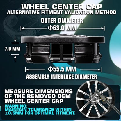 63MM 2.5 Inch Wheel Center Caps for Dodge Ram 6KF18TRMAA Rim Wheel Center Hub Caps, Pack of 4 Gloss Black with American Flag - color: Gloss Black with American Flag, size: Outer 63.0MM , Inner 55.5MM