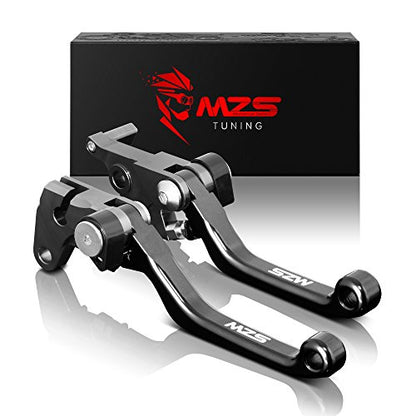 MZS Black Dirt Bike Brake Clutch Levers Adjustable Foldable Pivot Short Set - color: Black, size: WR250F/WR450F/KLX300R/KLX450R