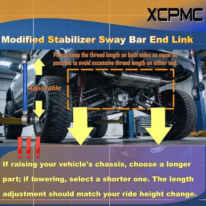 2Pcs 4.43-5.91' 115-150mm M10 Modified Adjustable Stabilizer Sway Bar Link - size: Rear-4.43-5.91Inch-M10