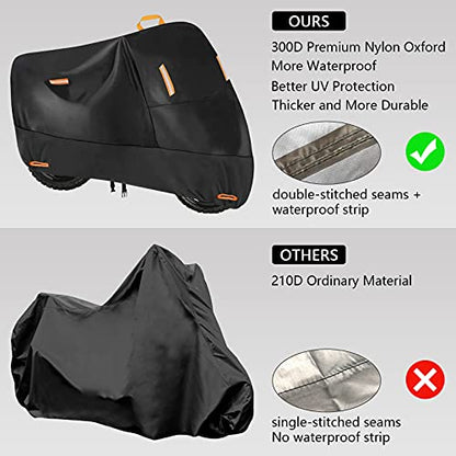 SECELES 300D Heavy Duty Moped Cover Fits up to 72 inch Bike - color: Black, size: M (72" x 33" x 39")