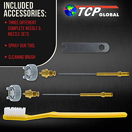 TCP Global Mini Gravity Feed Spray Gun with .8mm, .5mm & 1.0mm Needle