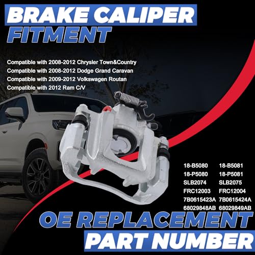 18B5080 18B5081 Rear Disc Brake Caliper Compatible with 08-12 Grand Caravan - size: Rear 18B5080+18B5081