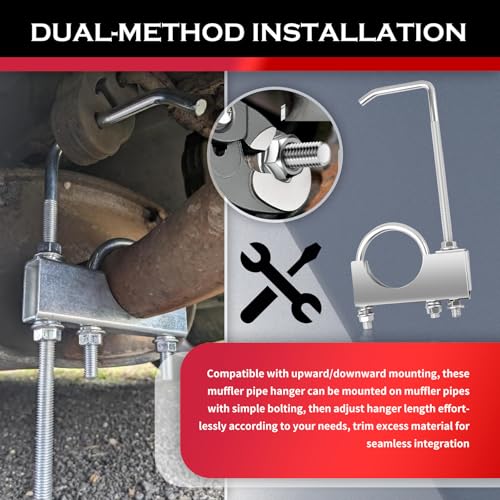 2.5 Inch Exhaust Hangers with Exhaust Clamp,Adjustable Exhausts Pipe Hangers Muffler Hanger for Vibration Damping & Fixing of Muffler Pipe,Universal Exhausts Hanger Bracket