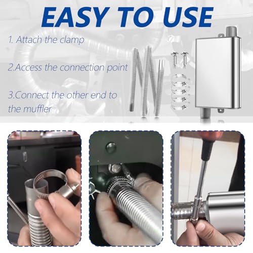 78.7" Diesel Heater Exhaust Pipe,ID 1 Inch Exhaust Pipe Kit with Noise Reduction Diesel Heater Muffler Upgraded,Stainless Steel Flexible Exhaust Tubing Car Accessories