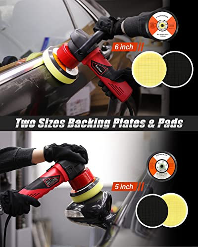 AVID POWER 5"/6" Dual Action DA Polisher Kit 6-Speed Random Orbital Buffer - color: Black&red